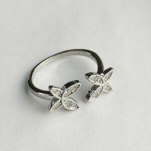 Two Butterflies Ring in CZ and Sterling Silver size 7